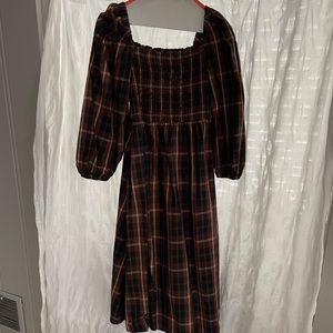 J Crew Puffed Sleeve Smocked Midi Dress